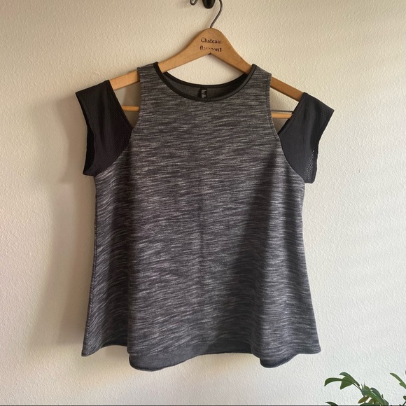 Lukka Lux Open Shoulder Workout Activewear Top Shirt Black Grey Revolve - Picture 2 of 8